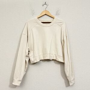 NUUDS Cropped Sweatshirt Cream Pullover Crewneck Oversized Minimalist